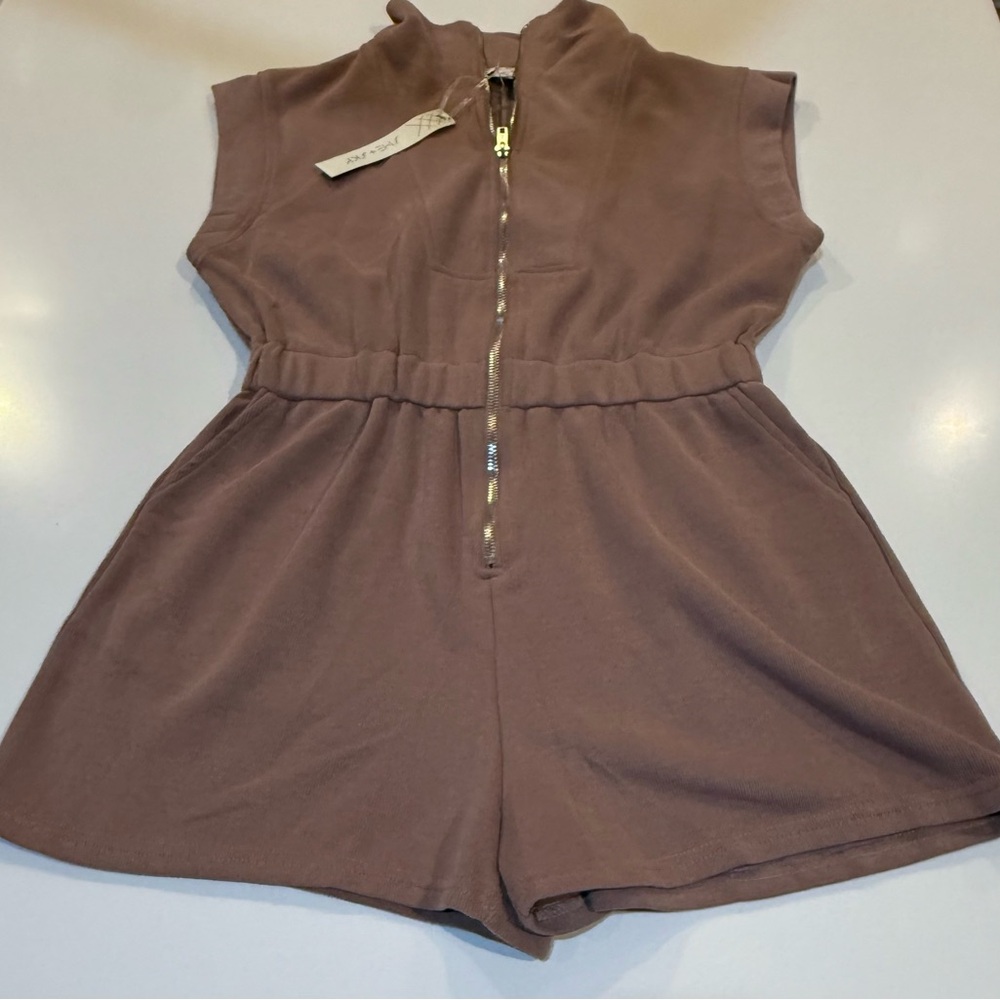 She + Sky Mocha Soft Ribbed Romper